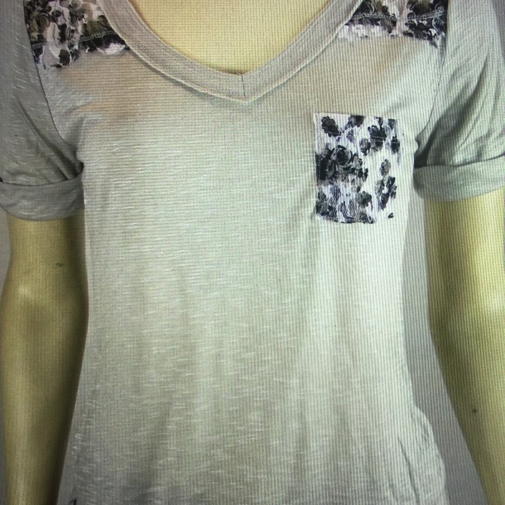 Anxiety Gray Short Sleeve Burnout Floral Lace